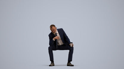 photogrammetry 3D senior man business, realistic human model archviz FBX, standing pose render