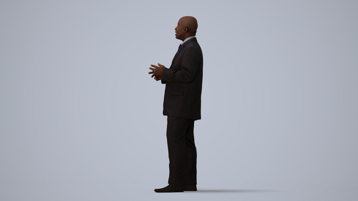 realistic 3D person business shopping, scanned archviz people for Blender and 3ds Max, three-quarter view render