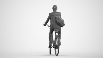 photogrammetry 3D woman business cycling, realistic human model archviz FBX, wireframe front view