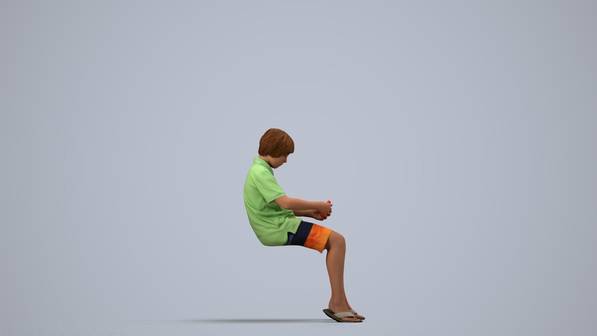 photogrammetry 3D boy kids, realistic human model archviz FBX, side view render