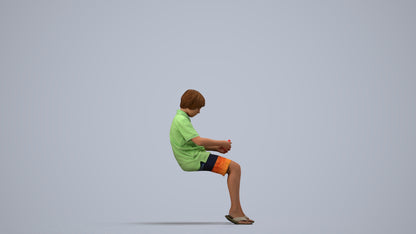 photogrammetry 3D boy kids, realistic human model archviz FBX, side view render
