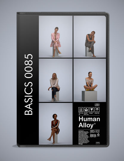 scanned 3D people sitting collection, 5 photogrammetry models for Enscape and V-Ray