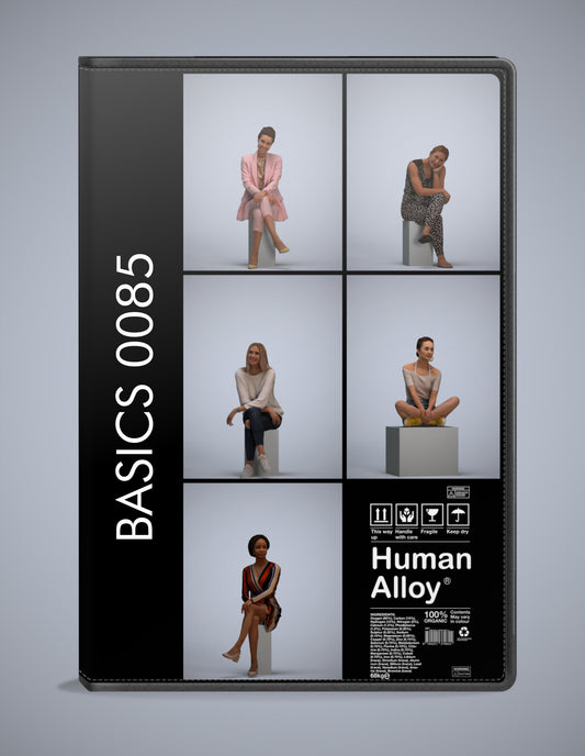 scanned 3D people sitting collection, 5 photogrammetry models for Enscape and V-Ray