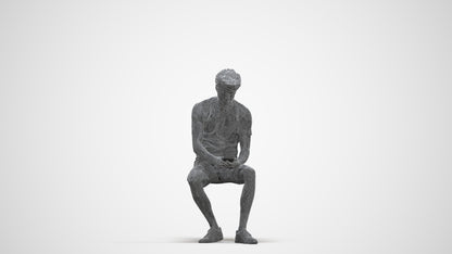 realistic 3D man casual sitting, scanned archviz people for Blender and 3ds Max, three-quarter front view render