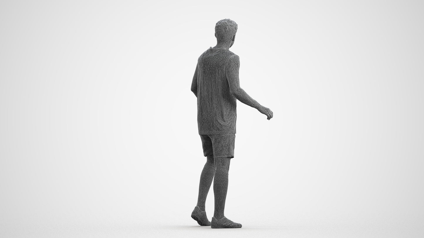 photogrammetry 3D man sport, realistic human model archviz FBX, wireframe front view