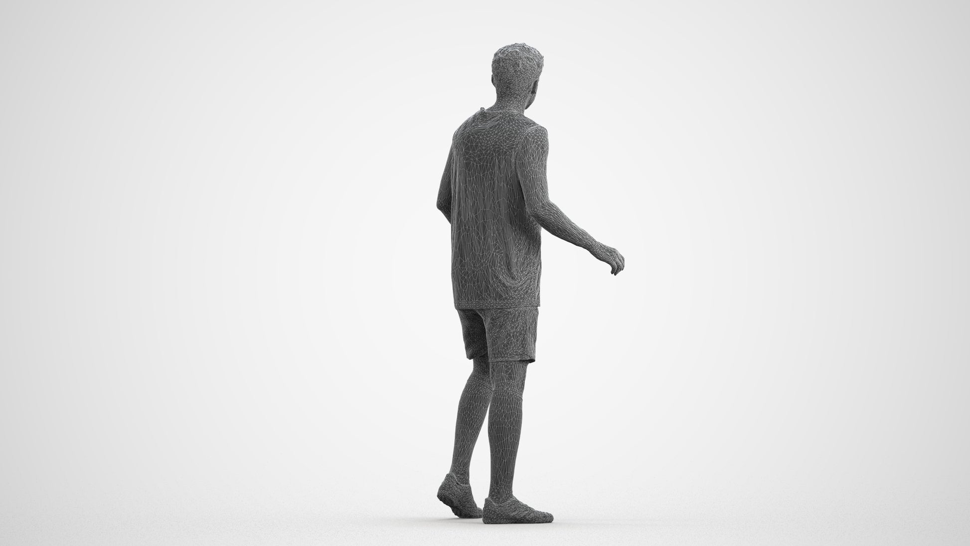 photogrammetry 3D man sport, realistic human model archviz FBX, wireframe front view