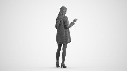 realistic 3D woman business, scanned archviz people for Blender and 3ds Max, wireframe front view