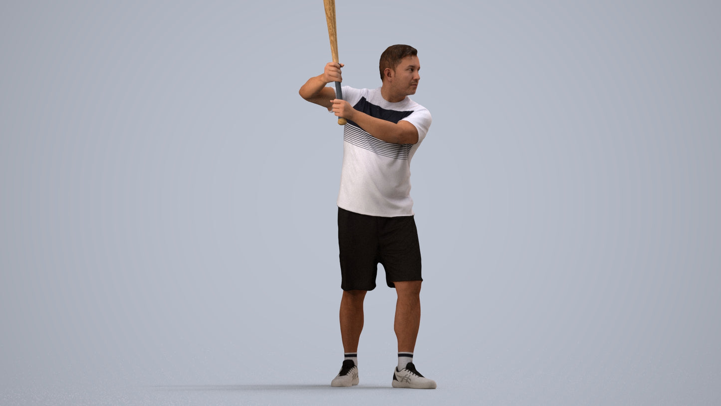 3D scanned man sport, photorealistic archviz people for Enscape and SketchUp, side view render