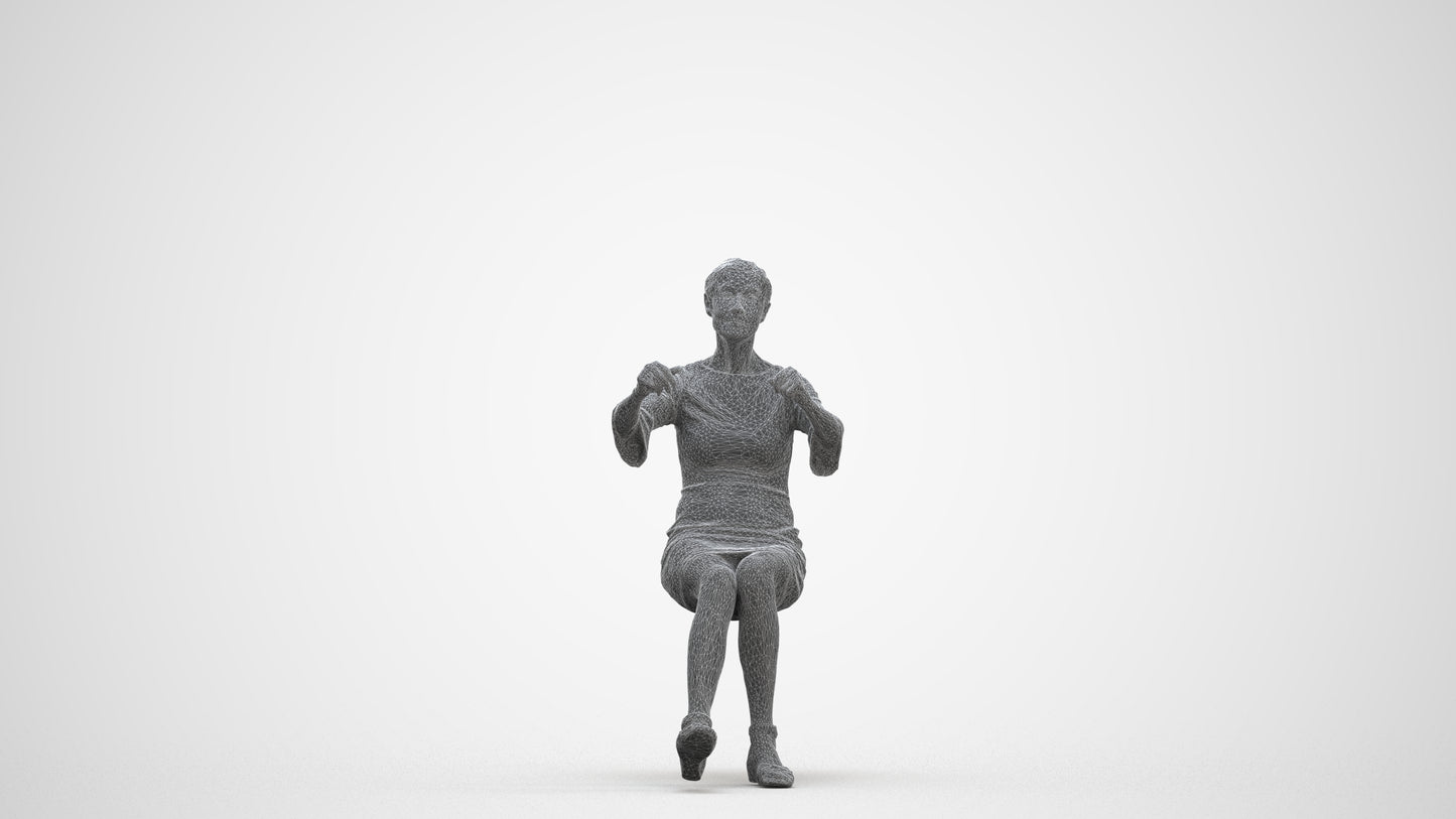 3D people model senior woman business sitting, scanned human for 3ds Max rendering, three-quarter front view render