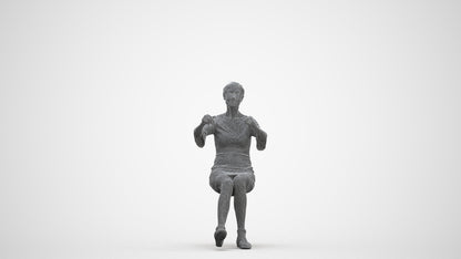 3D people model senior woman business sitting, scanned human for 3ds Max rendering, three-quarter front view render