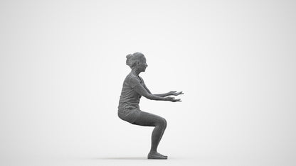 realistic 3D people woman casual sitting, render-ready for V-Ray and Corona, FBX OBJ, wireframe side view