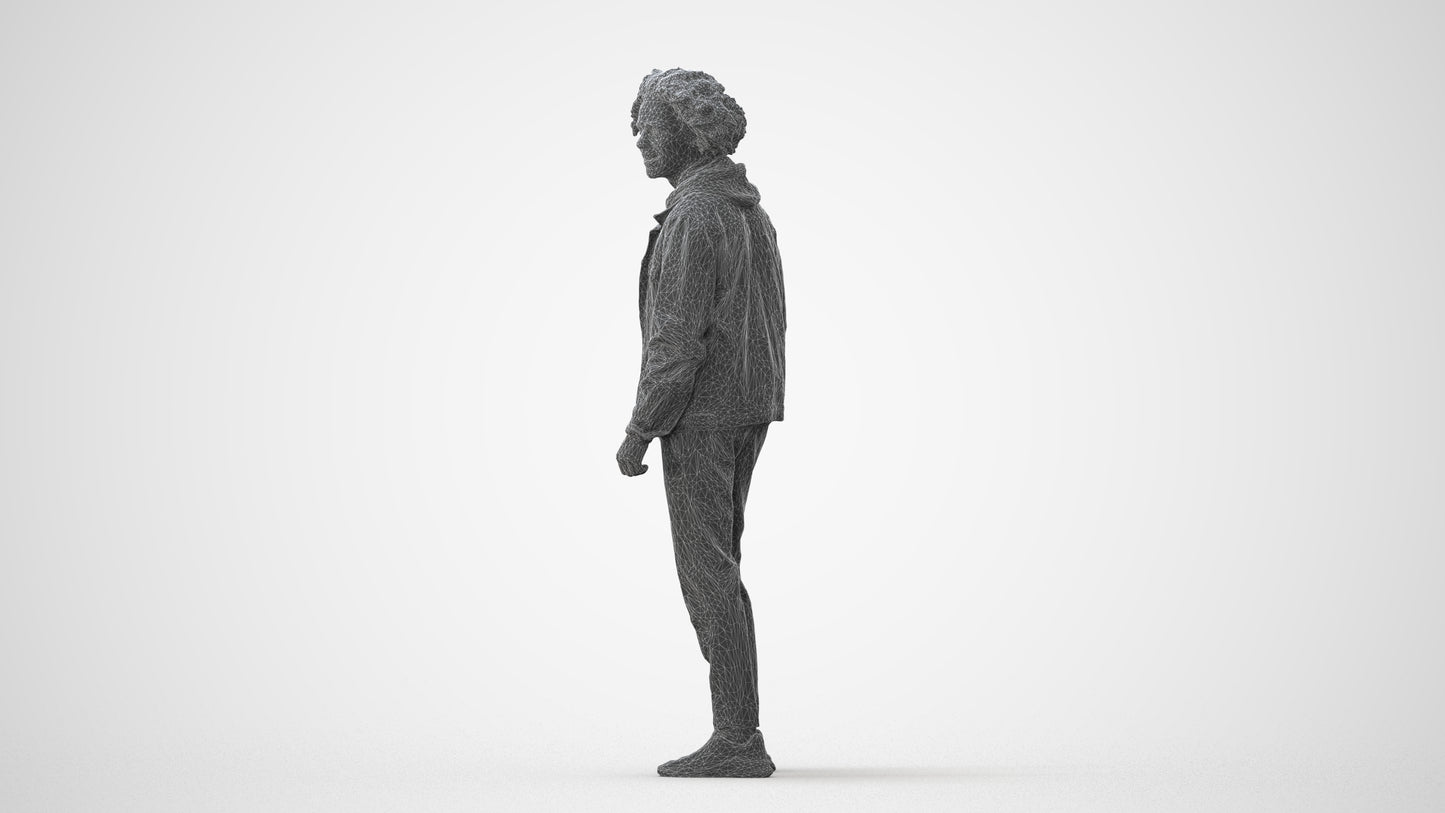 3D human model man casual standing, photogrammetry scanned person for archviz, square thumbnail