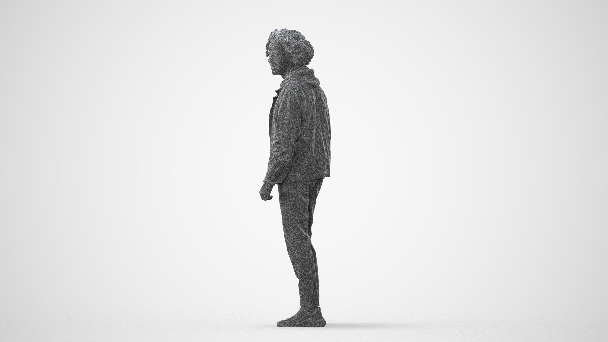 3D human model man casual standing, photogrammetry scanned person for archviz, square thumbnail