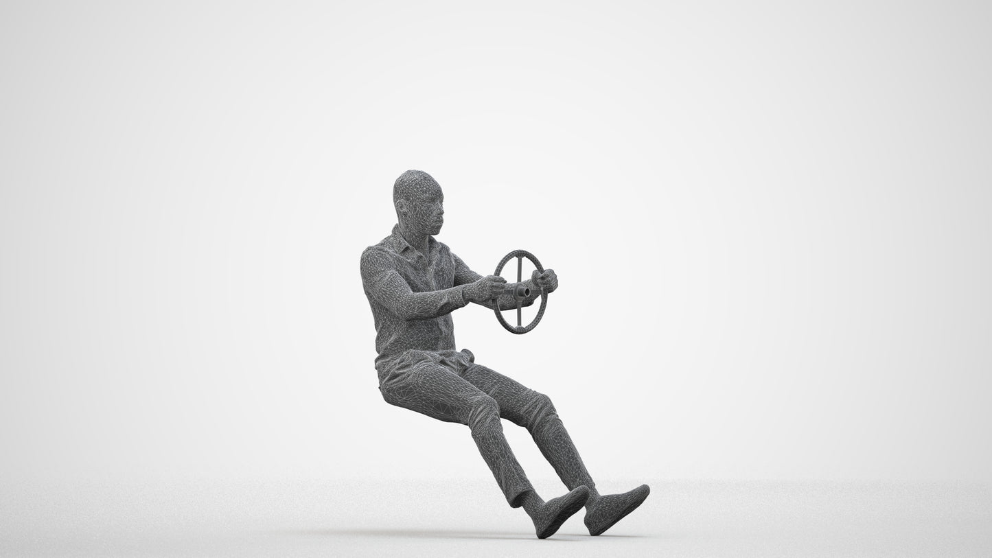 photogrammetry 3D boy casual driving, realistic human model archviz FBX, wireframe side view