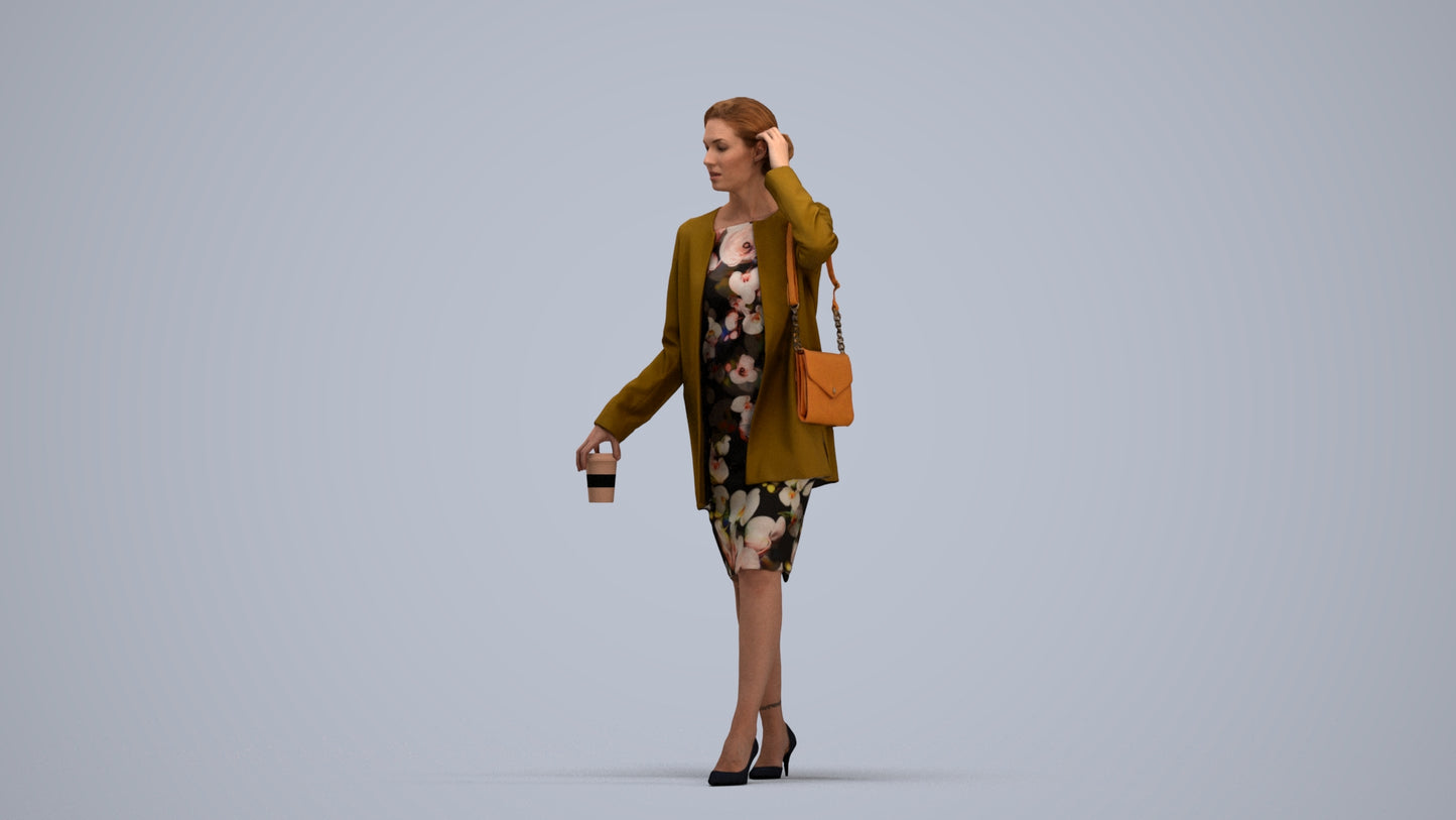 realistic 3D people woman casual couple, render-ready for V-Ray and Corona, FBX OBJ, standing pose render