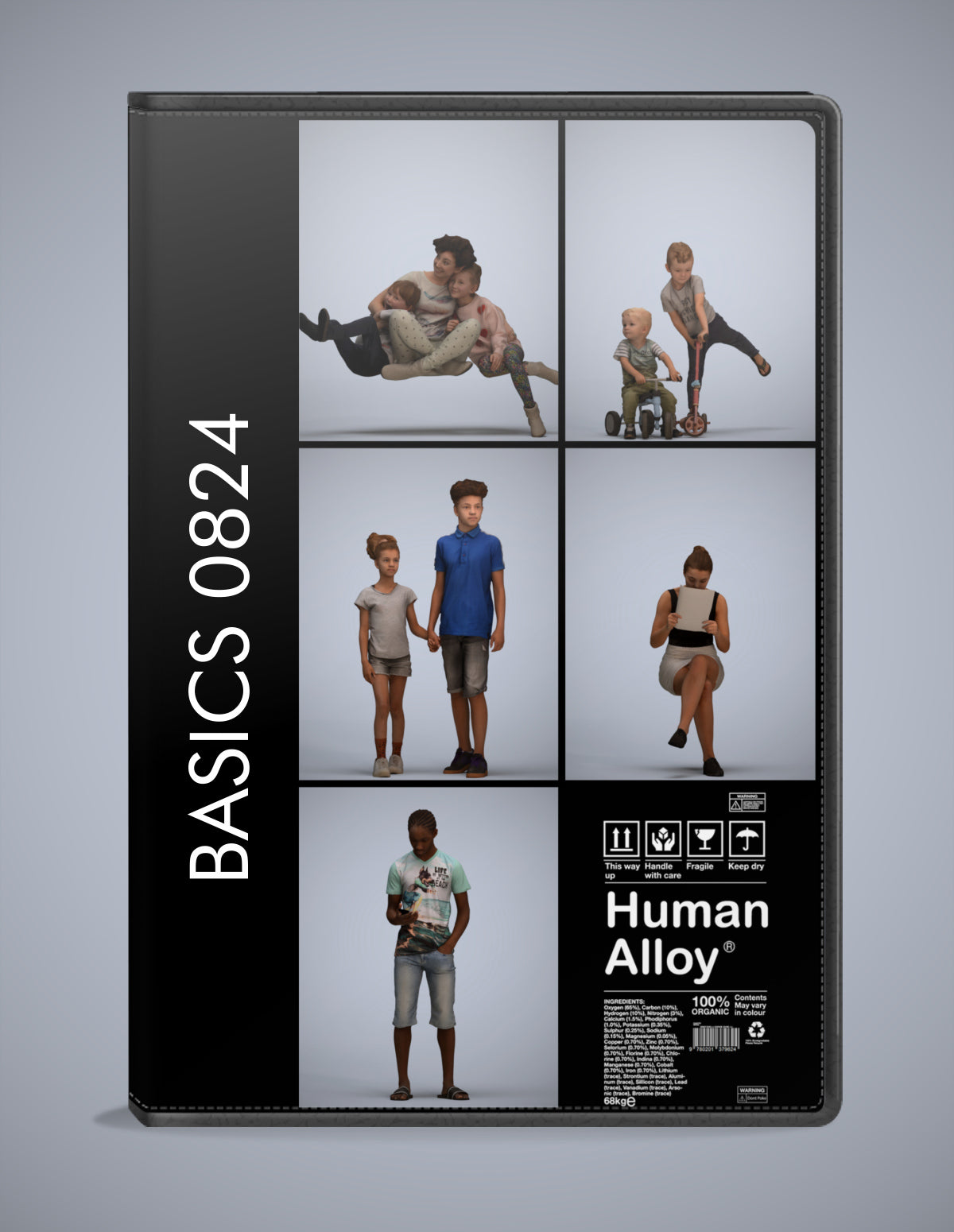 scanned 3D people kids collection, 5 photogrammetry models for Enscape and V-Ray