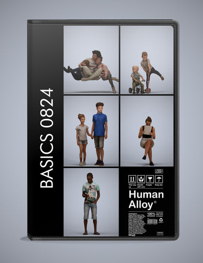 scanned 3D people kids collection, 5 photogrammetry models for Enscape and V-Ray