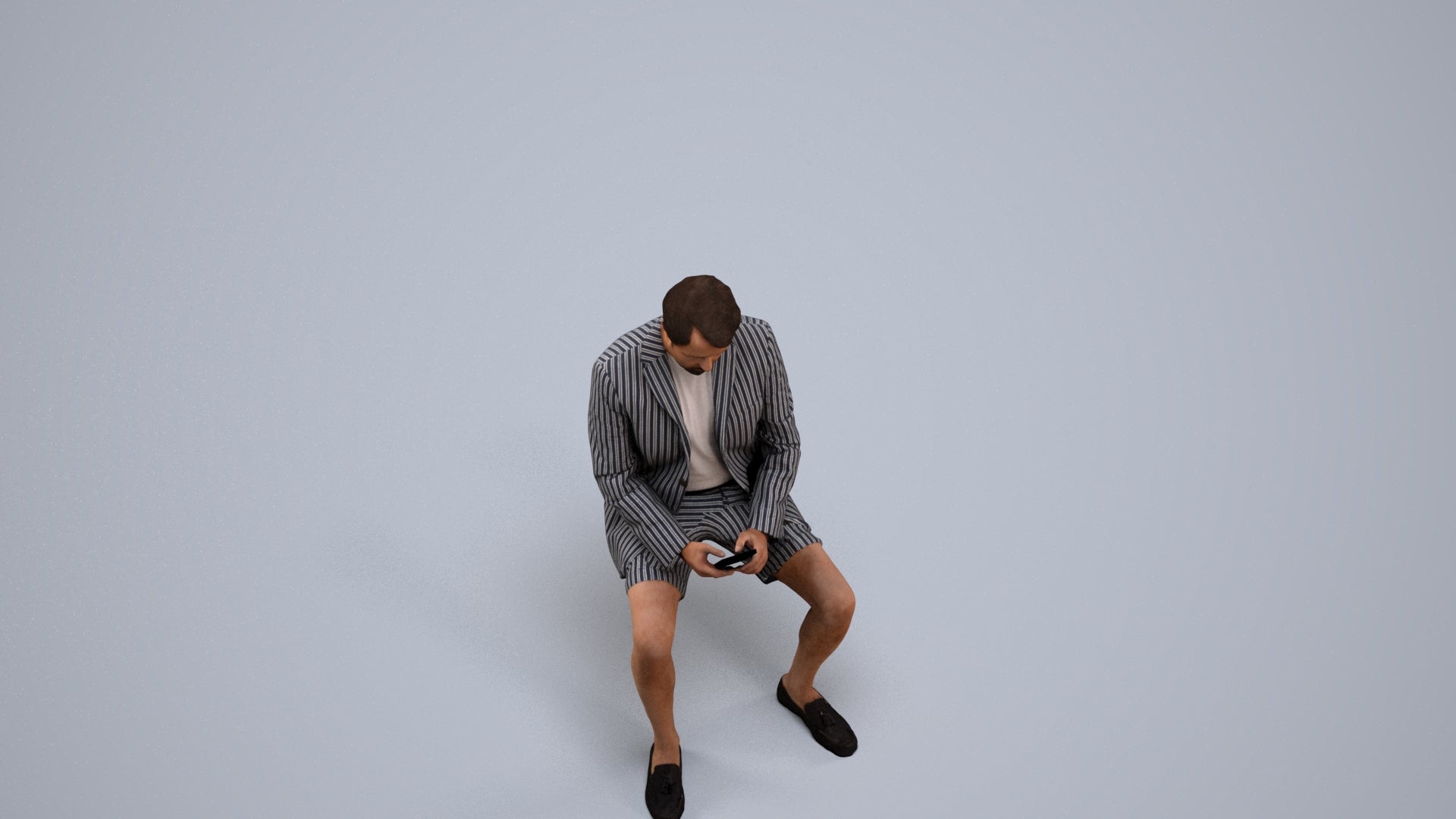 3D scanned man sitting business, photorealistic archviz people for Enscape and SketchUp, back view render