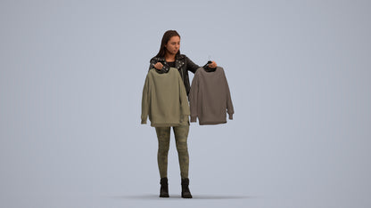 realistic 3D woman casual shopping, scanned archviz people for Blender and 3ds Max, standing pose render
