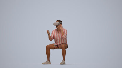 3D scanned man sitting casual, photorealistic archviz people for Enscape and SketchUp, top-down view render