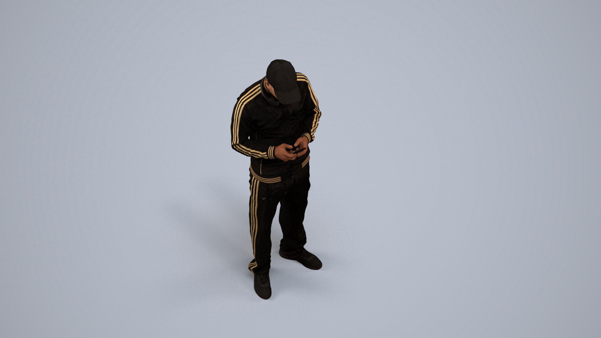 3D human model man sport standing, photogrammetry scanned person for archviz, back view render