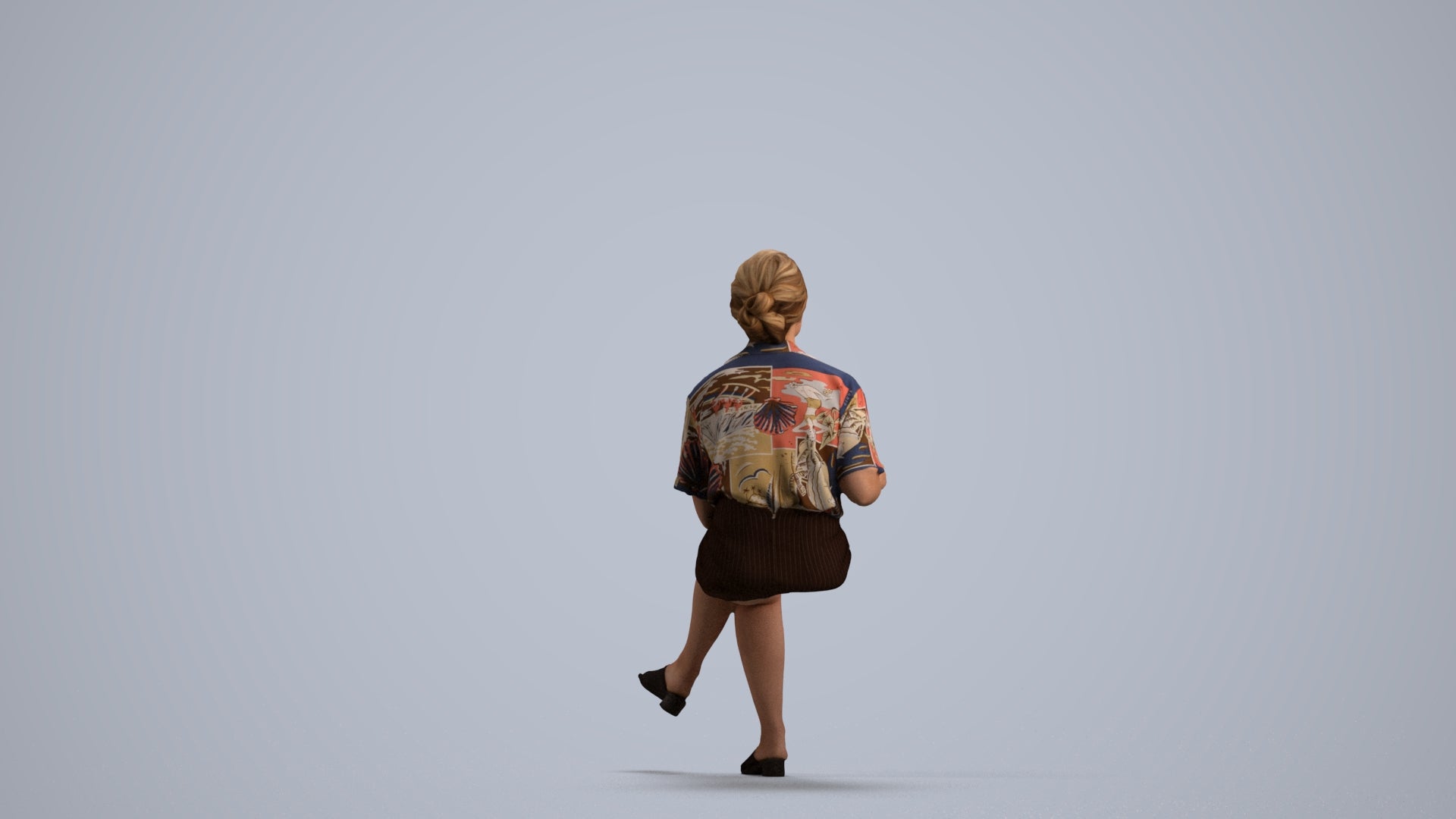 scanned 3D woman casual sitting, photogrammetry people for Enscape and V-Ray, front view render