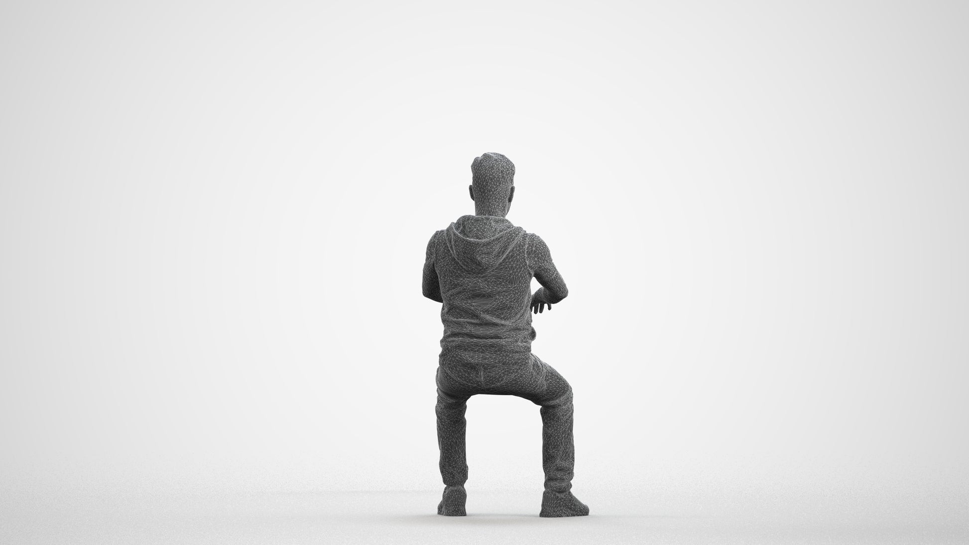 realistic 3D people man casual business, render-ready for V-Ray and Corona, FBX OBJ, wireframe front view