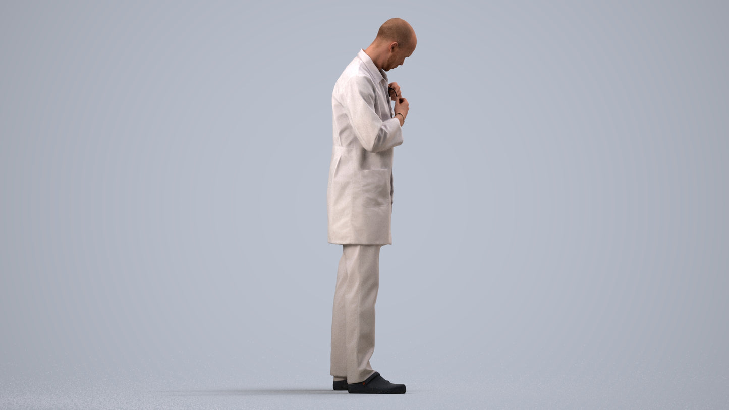 scanned 3D man medical, photogrammetry people for Enscape and V-Ray, side view render