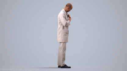 scanned 3D man medical, photogrammetry people for Enscape and V-Ray, side view render