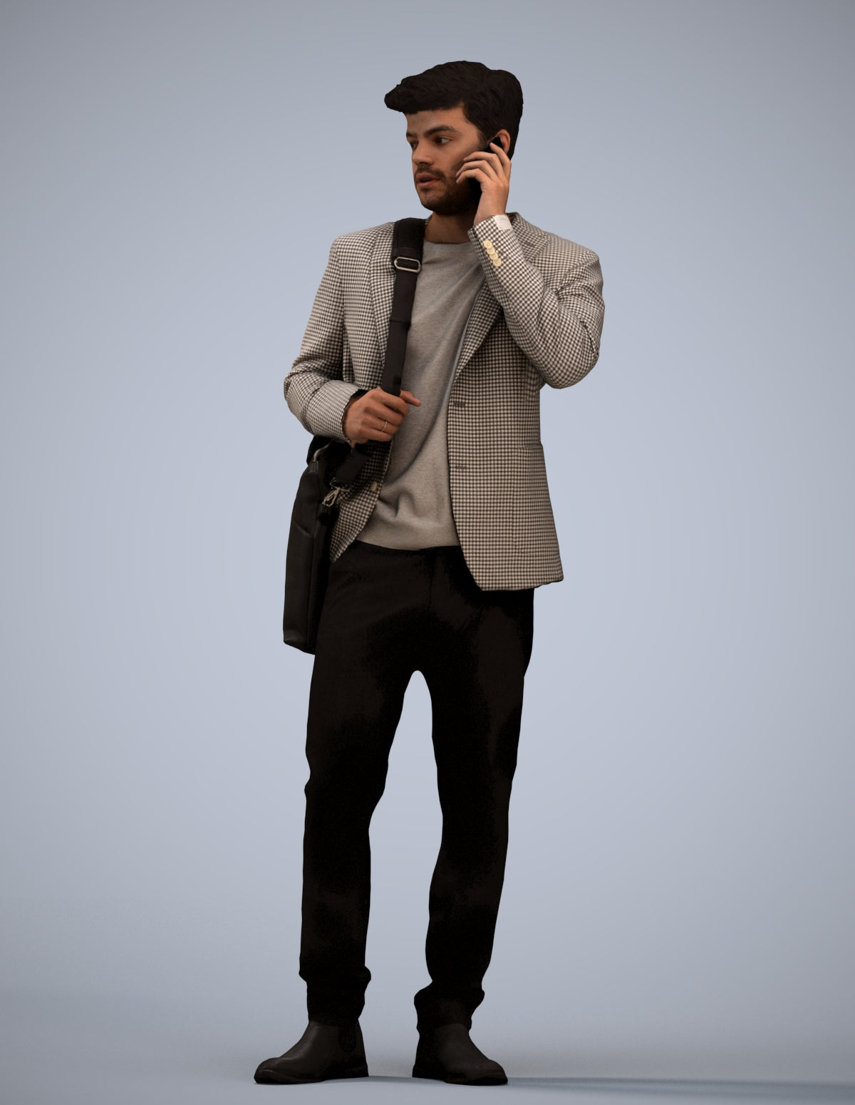 3D scanned man standing business, photorealistic archviz people for Enscape and SketchUp