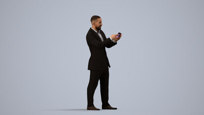 photogrammetry 3D man business, realistic human model archviz FBX, side view render
