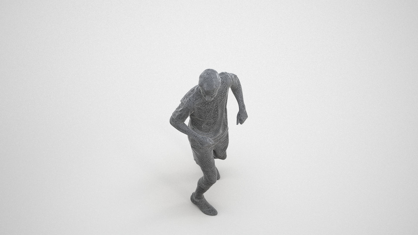 realistic 3D man sport, scanned archviz people for Blender and 3ds Max, wireframe three-quarter view