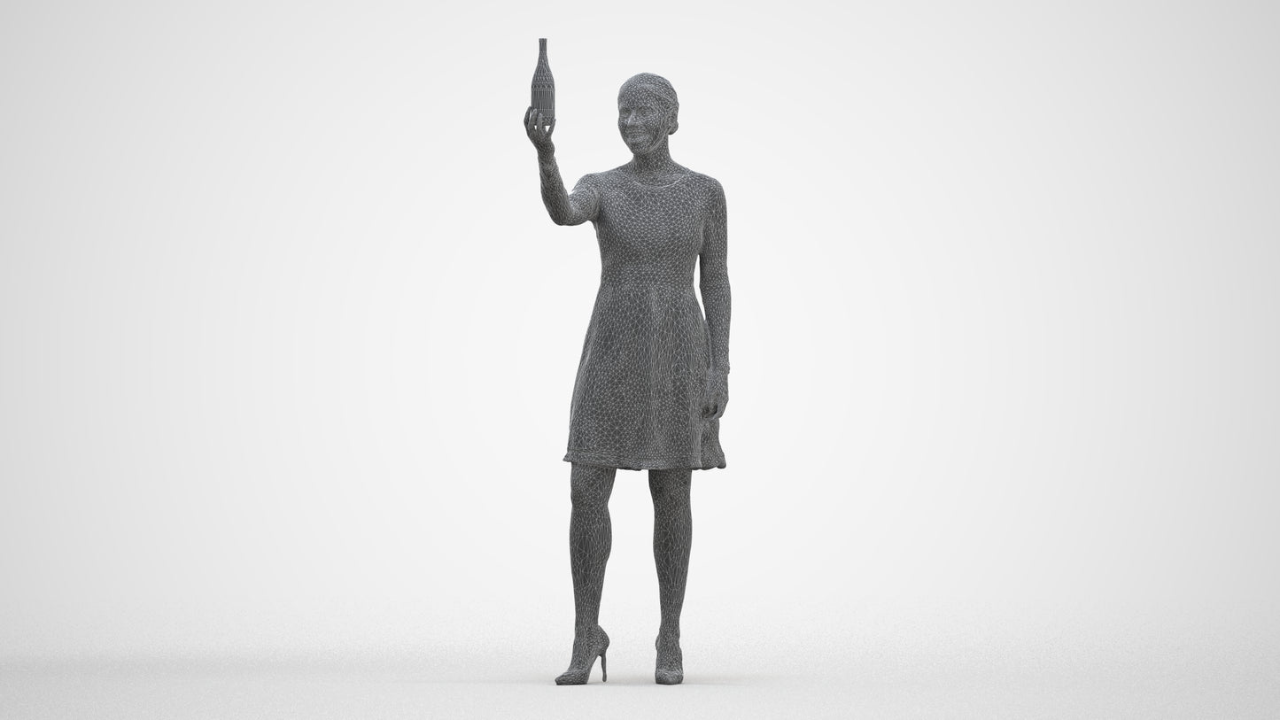 photogrammetry 3D woman casual hospitality, realistic human model archviz FBX, three-quarter front view render