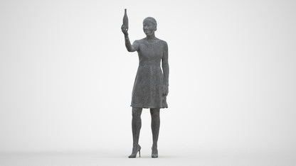 photogrammetry 3D woman casual hospitality, realistic human model archviz FBX, three-quarter front view render