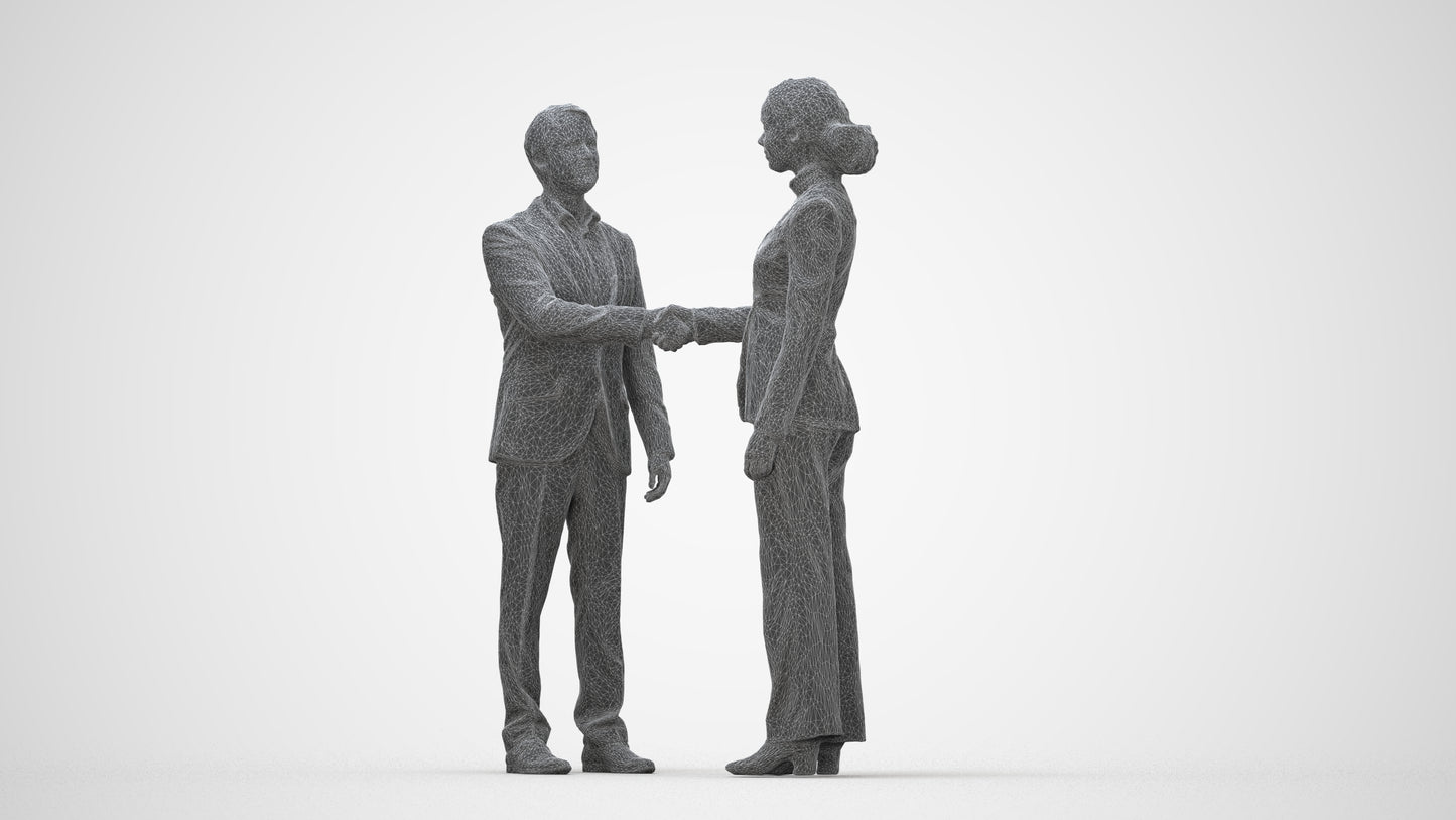 scanned 3D woman business, photogrammetry people for Enscape and V-Ray, wireframe back view