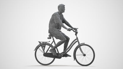 3D people model woman casual cycling, scanned human for 3ds Max rendering, wireframe side view