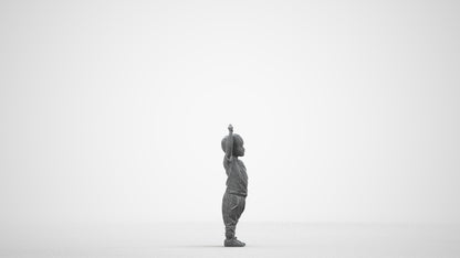 realistic 3D people boy casual kids, render-ready for V-Ray and Corona, FBX OBJ, wireframe side view