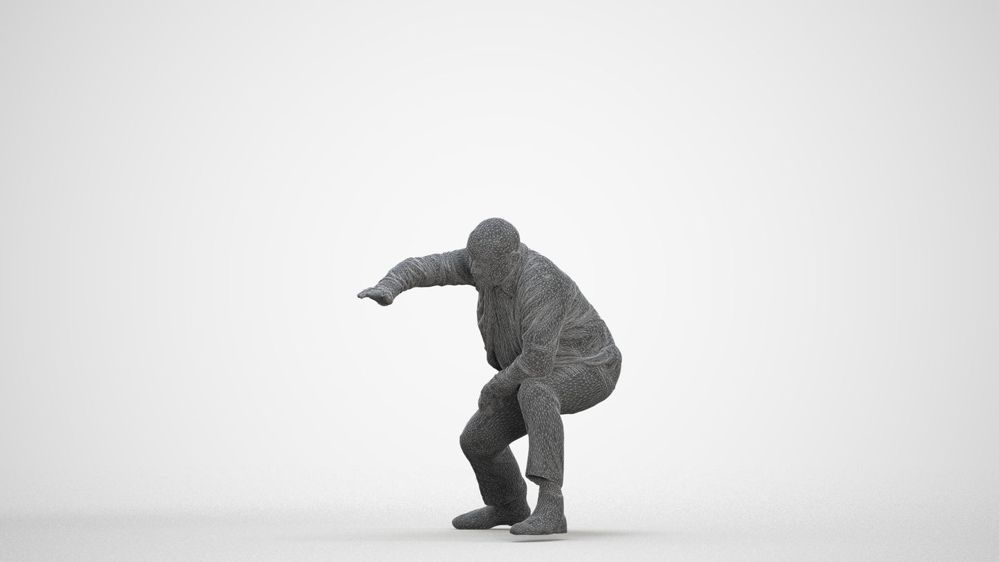 realistic 3D human senior man business standing, archviz people FBX OBJ for Blender, three-quarter front view render