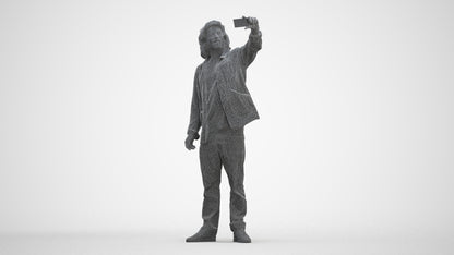 3D human model man casual standing, photogrammetry scanned person for archviz, three-quarter front view render