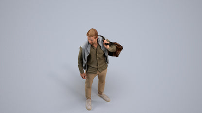 realistic 3D people man casual standing, render-ready for V-Ray and Corona, FBX OBJ, back view render