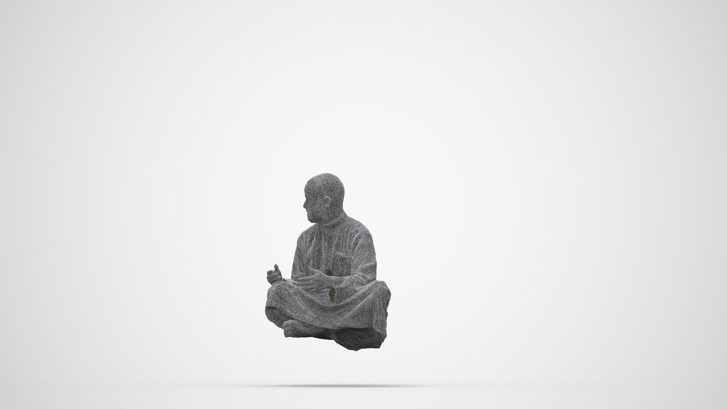realistic 3D man casual sitting, scanned archviz people for Blender and 3ds Max, wireframe back view