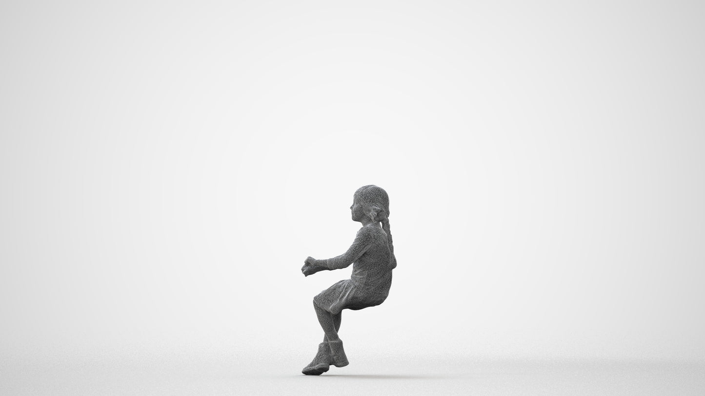 realistic 3D human girl casual kids, archviz people FBX OBJ for Blender, square thumbnail