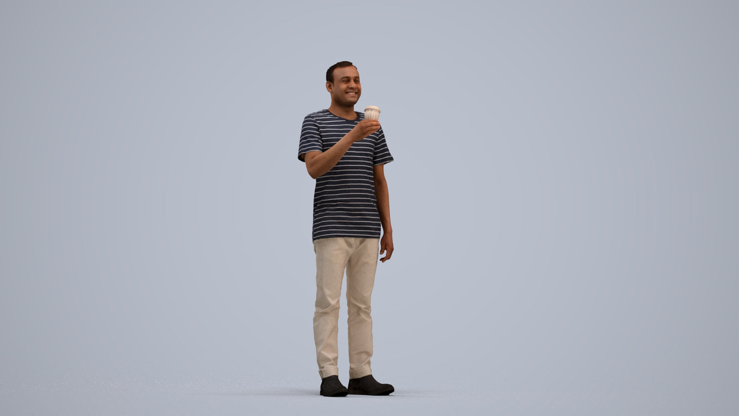 realistic 3D people man casual standing, render-ready for V-Ray and Corona, FBX OBJ, standing pose render