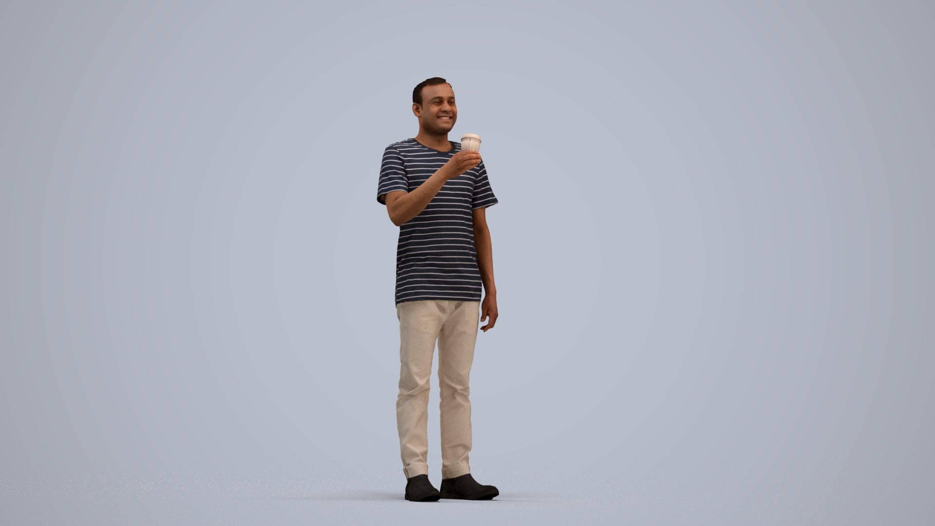realistic 3D people man casual standing, render-ready for V-Ray and Corona, FBX OBJ, standing pose render