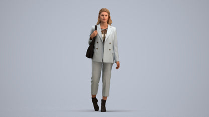 scanned 3D woman business walking, photogrammetry people for Enscape and V-Ray, standing pose render