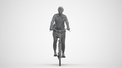 realistic 3D people woman casual cycling, render-ready for V-Ray and Corona, FBX OBJ, three-quarter front view render