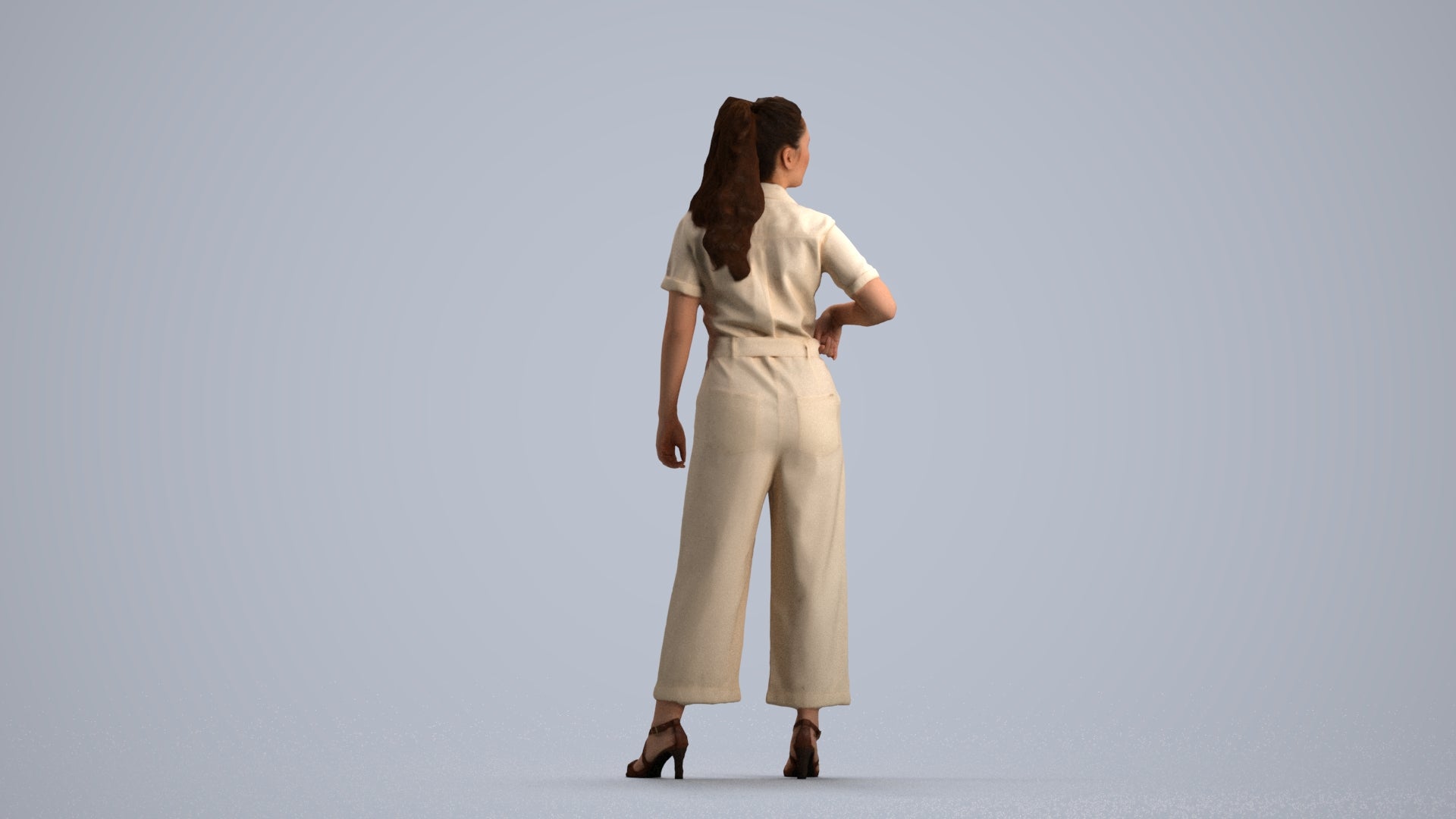 3D people model woman casual standing, scanned human for 3ds Max rendering, front view render