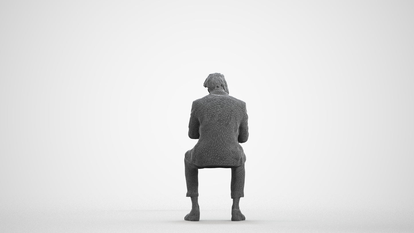 photogrammetry 3D man business, realistic human model archviz FBX, wireframe front view