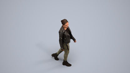 3D people model woman casual walking, scanned human for 3ds Max rendering, back view render