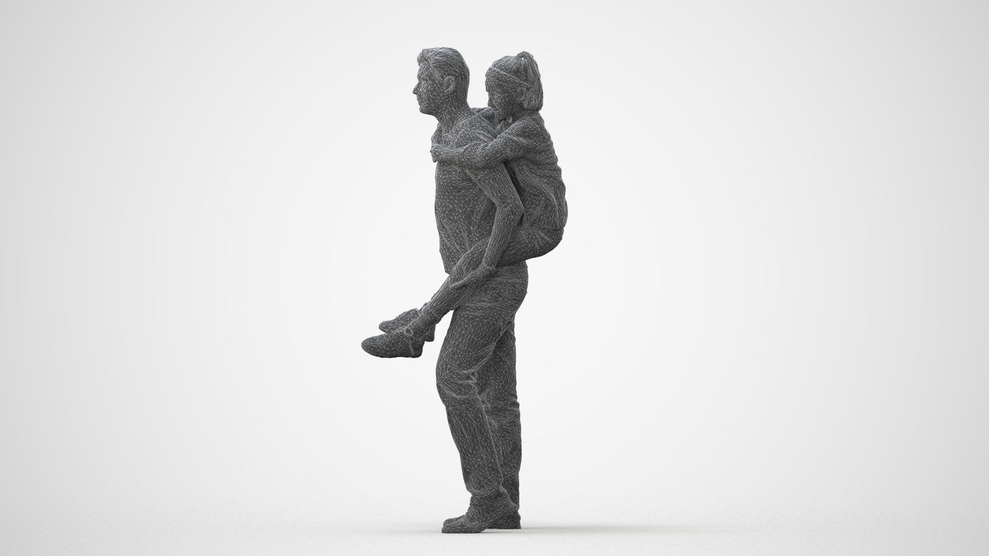 3D scanned girl kids casual, photorealistic archviz people for Enscape and SketchUp, square thumbnail